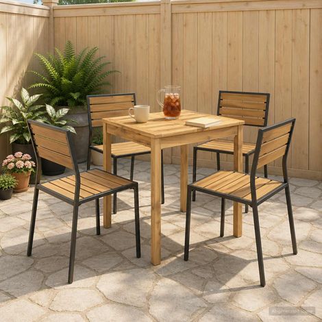 vidaXL Mesa de cena de jardín Blanqueado 60 x 60,5 x 75 cm (1/5)