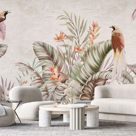 Papier peint panoramique - Forêt tropicale Oiseaux - 130 cm x 54 cm (1/4)