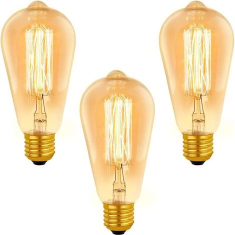 E27 Vintage ST64 Dimmbare 40W Warmweiß 2200K, 400lm, 220V Wechselstrom, Retro-Glühbirne, E27 Glühfaden-Vintage-Lampe für dekorative Beleuchtung, 3er-Pack (1/5)