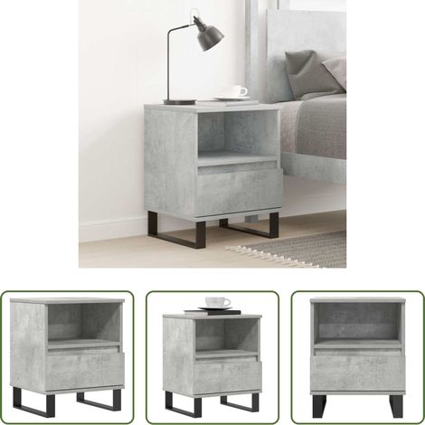 Table de chevet gris béton - Table de chevet gris béton 40x35x50 cm bois d’ingénierie (1/5)