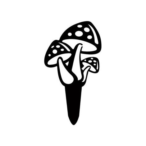 Champignons de jardin décoratifs insérés, jardin de patio extérieur en métal, artisanat en fer forgé, noir (1/4)