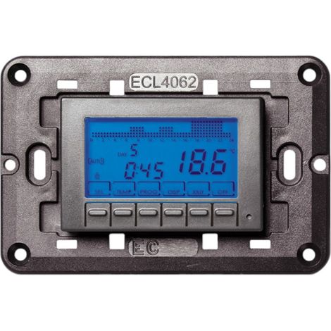 Cronotermostato empotrable digital semanal blanco de 3 módulos con control de temperatura de 2 a 40 grados, alimentado por pilas