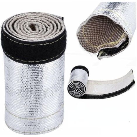 BUNTHAUS 30mmx1m Bouclier thermique en tissu de fibre de verre, gaine de tuyau en fil isolé tuyau aluminisé et tuyau argenté protection de fil barrière gaine thermique gris blanc (1/5)