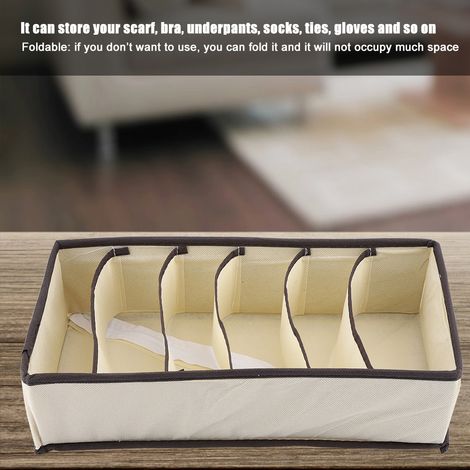 Tragbare, faltbare und robuste Aufbewahrungsbox mit Trennfächern für BHs, Unterwäsche und Socken (6 Fächer) (1/5)