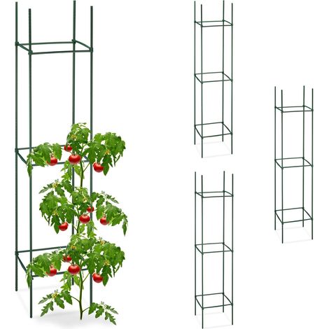 Relaxdays Set da 4 Supporti per Rampicanti, HxLxP 150x32x32 cm, Graticolato per Piante e Rose, Metallo e Plastica, Verde, Acciaio, 150 cm (1/5)