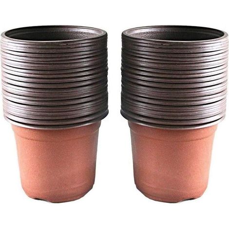 Lot de 100 pots en plastique pour semis et plantes, 10 cm, souples et flexibles, résistants à la casse. (1/5)