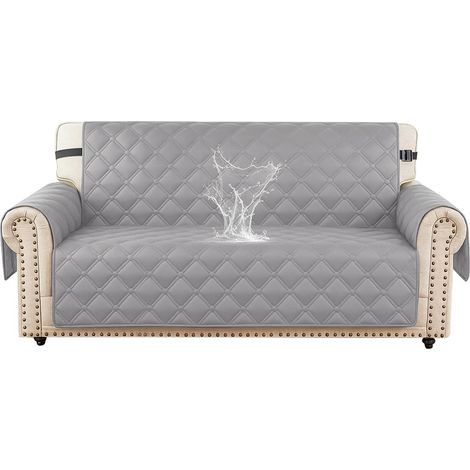 Waterproof 2-Seater Sofa Cover with Armrests, Universal Sofa Cover with Side Pockets, Thickened Non-Slip Sofa Cover, Anti-Pet Hair Protector, Light Grey