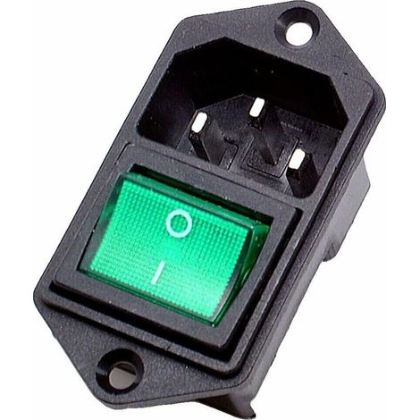 Prise C-14 - 10 A / 250 V - Interrupteur Remplaçable Avec Indicateur Lumineux Vert - 3 Pôles - 50 Hz (1/5)
