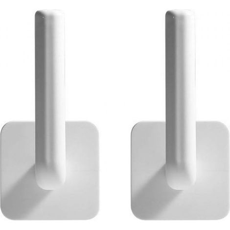 Balai - Serpillière - Support Mural Adhésif Sans Perçage - Plastique Renforcé - 7 X 7 X 11,6 Cm - Blanc - Lot De 2 (1/5)