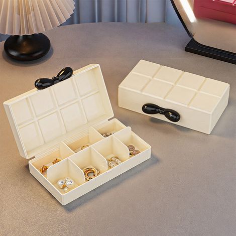 Boite A Bijoux Portative - 8 Compartiments - En Plastique - Pour Boucles Doreilles Anneaux Perles - 13,4 x 8,7 x 3,7 cm (1/5)