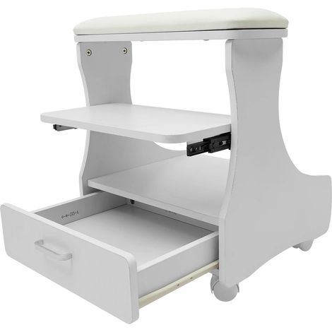 Taburete de pedicura, diseño móvil, construcción duradera, blanco. (1/2)