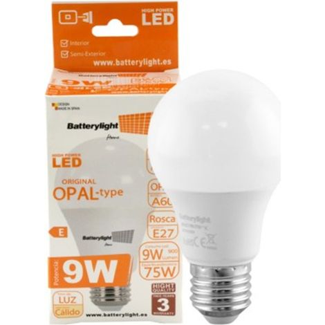 Ampoule standard E27 - 820 lumens - 9 W - 6 000 K, à piles (1/5)