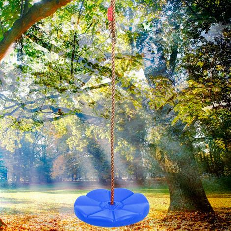 Balançoire Rond Suspendue pour Enfant - Siège d'Escalade pour Jardin et Maison - Jeu Extérieur avec Corde - Siège Bleu pour Activités Ludiques