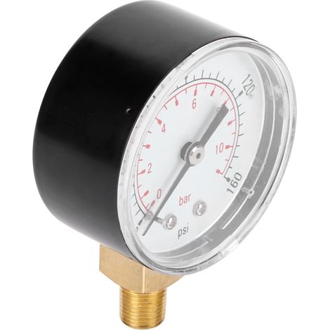 Manomètre à double échelle 0-11 bar / 0-160 psi pour gaz, eau, huile et liquides