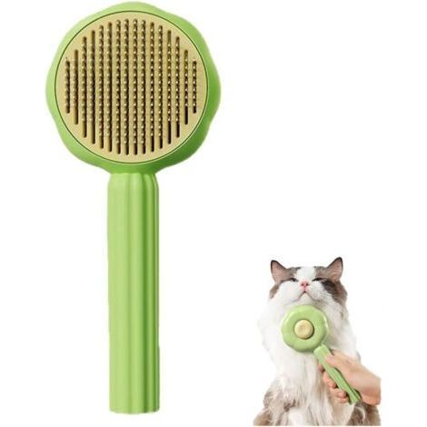 Pet Hair Cleaning Brush, with Hair Removal Button, Self-Cleaning Massage Brush for Cats and Dogs, Self-Cleaning Brushes for Dogs and Cats, for Neck Curls (1/5)