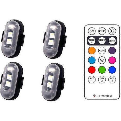 Lot de 4 feux de signalisation LED universels pour moto, mini-feux de signalisation et drone avec télécommande et indicateur stroboscopique à 8 couleurs. (1/5)