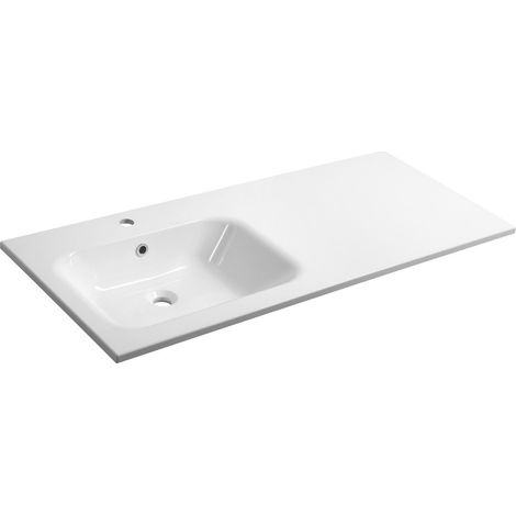 Sapho - Lavabo, 121x52cm, avec trop-plein, trou pour robinetterie, blanc AC121L (1/4)