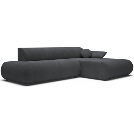 Selsey Armone – Ecksofa mit Schlaffunktion, Chenille, Ottomane rechts, Graphit
