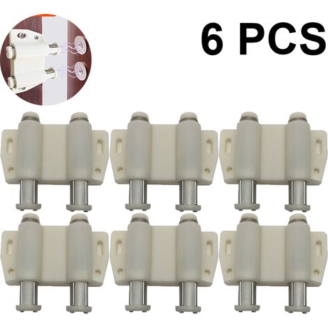 Loquet magnétique double à ouverture par pression, lot de 6, pour portes de placards, armoires et placards de cuisine. (1/4)