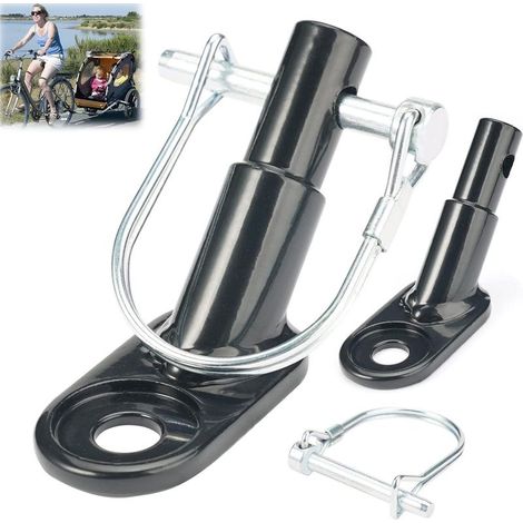 Attelage Remorque Velo,Connecteur Attache Adaptateur, Coupleur de Remorque de Vélo, D’Attelage de Remorque en Acier Adaptateur de Montage, Attelage de Remorque de Vélo pour Fret, Enfants et Chiens (1/5)