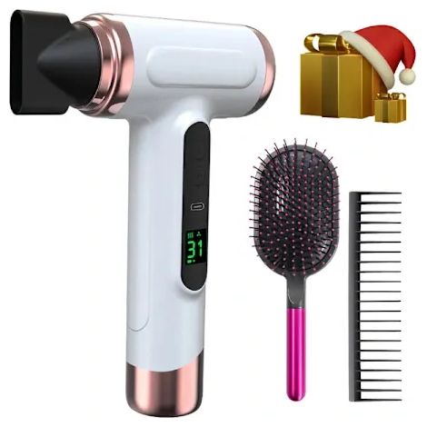 Sèche-cheveux sans fil de dernière génération, 200 W, 15 000 mAh, rechargeable par USB et réglable