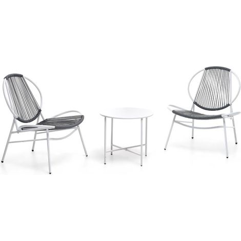 SET Bistro mod. Tropea M0739-08 metallo tavolino 2 poltroncine terrazzo balcone