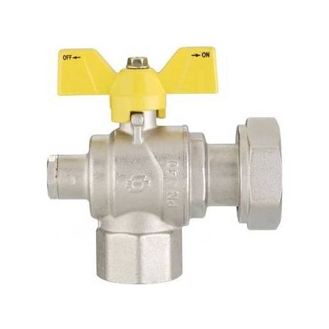VALVOLA A SFERA GAS A SQUADRA FUTURGAS FEMMINA-DADO GIREVOLE Misura: 3/4" x 1"  DN 20