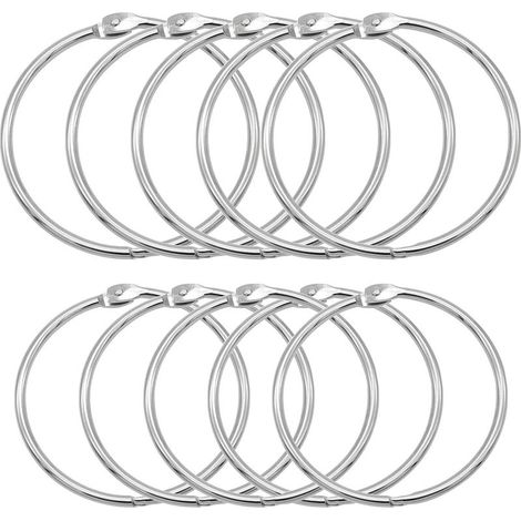 Set mit 10 Binderringen, 80 mm offene Metallringe mit Schnellverschluss für Duschvorhänge, Schlüsselanhänger und Scrapbooking (1/5)