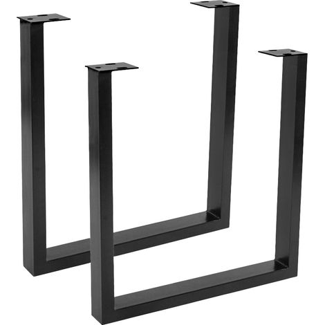 Tischgestell 2er Set Roheisen lackiert & zerlegt 70x10x74 cm schwarz U-Gestell (1/4)