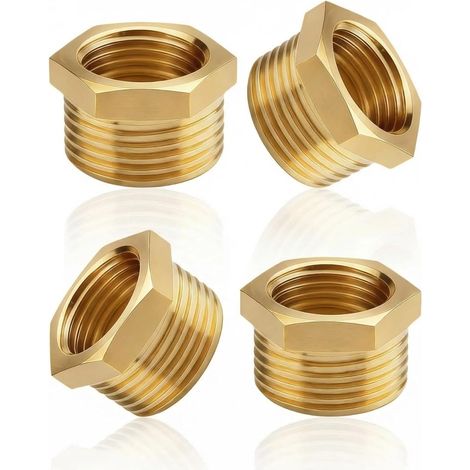 Mamelon double G1/2" (Ø 20mm) laiton mâle,4 pièces hexagonal G1/2"M/M,Raccord de jonction 2 x M Raccord fileté,Double mamelon Raccords en convient pour l'eau potable Réduit Ag/Ig G1/2 G3/8 (1/5)