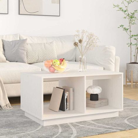 vidaXL Table basse Blanc 80x50x40 cm Bois massif de pin (1/5)