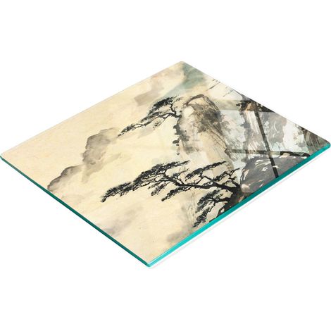 Planche de service en verre pour la cuisine, décorée de paysages chinois, 60 x 52 cm (1/5)