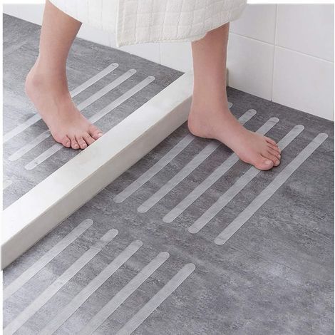 24 Pieces Non Slip Stickers Shower Stickers Bath Safety Strips Transparent Self Adhesive Anti Slip Strips Stickers for Bathtubs Showers（2 x 38cm） (1/5)