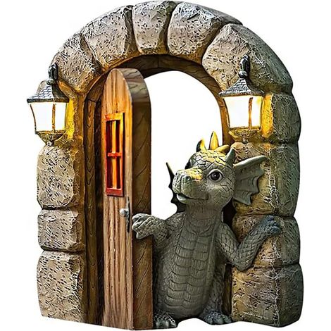 Jardins sculpture dragon, résine jardin sculpture dragon, ouverture de la porte, sculpture dragon, résine imperméable à l'eau jardin sculpture dragon, décoration de la maison, décoration de jardin (1/5)
