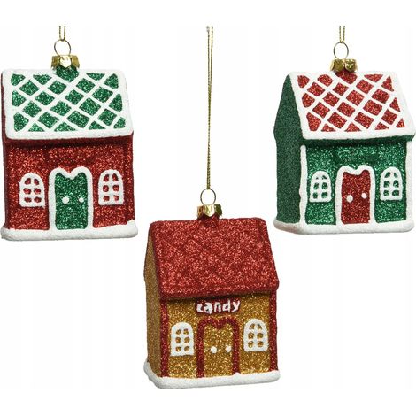 Dekorativer Weihnachtsbaum-Anhänger, Haus, 8,5 cm (1/2)