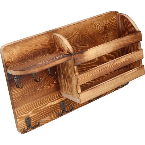 Étagère murale multifonctionnelle en bois vintage, support de rangement créatif pour salon ou bureau (1/5)