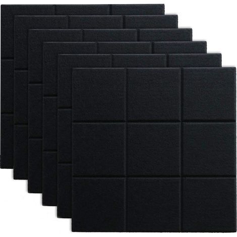 Lot de 6 panneaux mémo en feutre autocollant 30×30 cm – Noir (1/5)