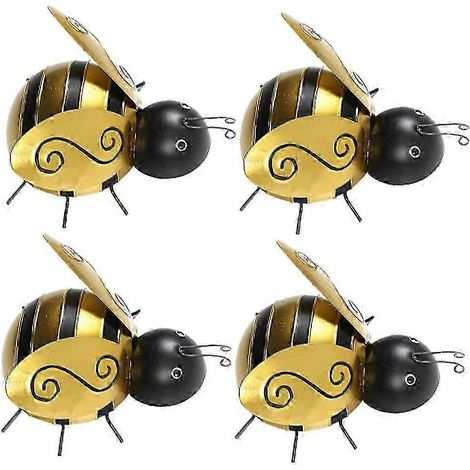 Décorations d'abeilles (lot de 4) en métal jaune pour la décoration murale - Inspiration nature (1/5)