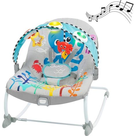 BABY EINSTEIN Babyschaukel Octopus bis 18kg - Babygeschenk, Festposition oder Wippfunktion, Musik und Licht