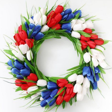 Guirlande De Tulipes Artificielles - 40 Cm - Pour Porte Cheminée Mur Extérieur Intérieur - Décoration Printemps Été Fêtes - 1 Pièce (1/5)