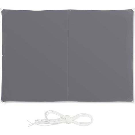 Voile d'ombrage rectangulaire 2 x 3 m Protection UV 30+ Tissu polyester 180g/m² Fixation rapide avec tendeurs et crochets (1/5)