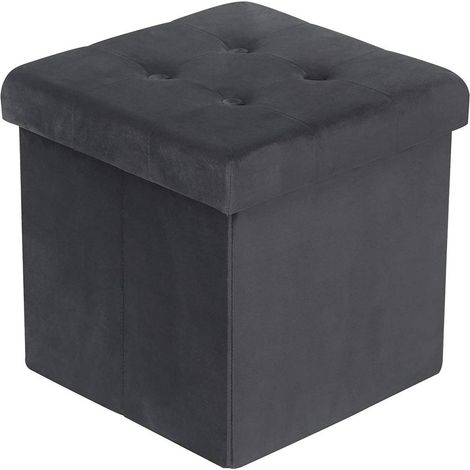 WOLTU Pouf Contenitore Poggiapiedi Sedia a Cubo Cassapanca Sgabello Pieghevole Grigio (1/5)