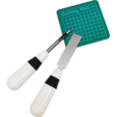 3-Piece Sewing Tool Set: Steel Blade, Buttonhole Cutter, Leather Lock Cutter, Craft Protection Mat (1/5)