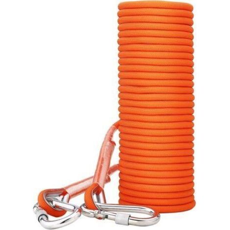Corde Escalade Cordettes Baudrier Paracorde Multifonctionnel en Polypropylène 8 mm avec Boucles Mousquetons Orange pour Laisse Amarrage Escalade,Randonnée,Alpinisme,Parachute,Sauvetage
