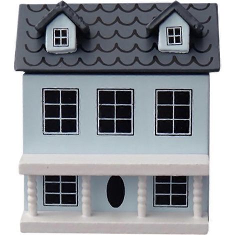 Miniaturhausmodell, kleines dekoratives Holzhaus, bezauberndes Minihaus – 7,1 x 6,5 x 5,3 cm – Blau (1/4)