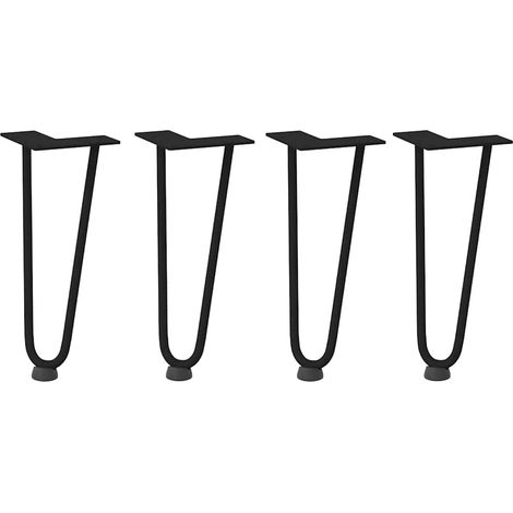 Pieds en épingle à cheveux pour table basse 4 pièces Noir 30 cm Acier massif