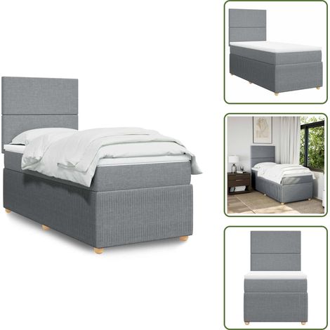 Cabecero ajustable - vidaXL Cama box spring con colchón tela gris claro 80x200 cm - Colchón ensacado