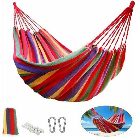 Hamacs d'extérieur, hamac double en coton, hamac de camping, hamac 2 personnes, hamac de voyage ultraléger, hamac de randonnée, pour le camping, la plage et les voyages. (1/3)