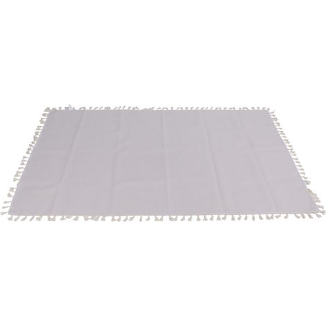 Nappe rectangulaire en coton et lin, imperméable, résistante à l'huile, lavable, infroissable, avec pompons, pour salle à manger. (1/5)