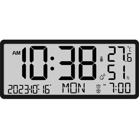 Horloge Murale Numérique Heure-Date-température int.-humidité Noir (1/5)